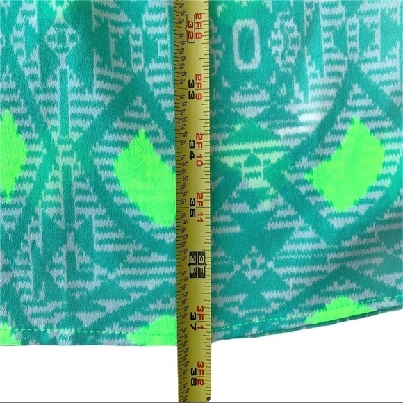 Everly Boutique Teal and Lime Geometric Patterned Mini  Dress Size Small - Picture 12 of 15